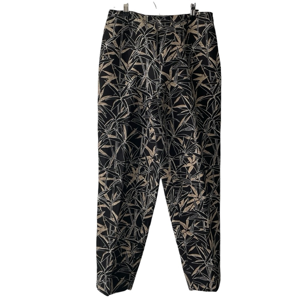 Dana Buchman Linen Silk Pants Women Size 8P Floral Ankle Workwear Casual Elegant